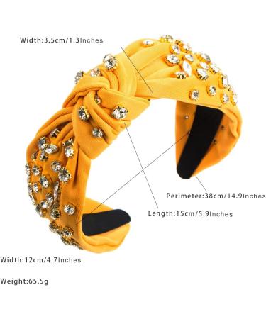 scicent Hair Bands for Girls Yellow Headband for Women Crystal Rhinestone Embellished Wide Top Knot Head Bands Fashion Hair Accessories for Party Non-Slip Hair Hoops - 25806 - Buy Online on GoSupps.com