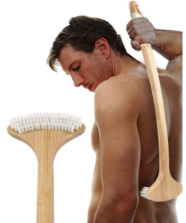RENOOK Oversized Back Scratcher, Wooden Body Scratcher with 22" Long Curved Handle and Large Scratching Surface, Efficient Skin Stimulator for Itch Relief, Gift for Men and Women