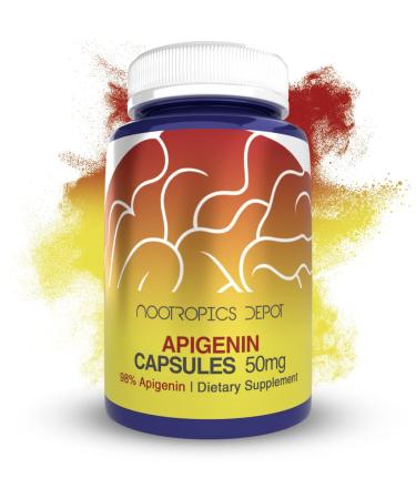 Nootropics Depot Apigenin Capsules | 50mg | 60 Count | 98% Apigenin | Supports Relaxation Joint Health and NAD+ Levels 1 Count (Pack of 60)