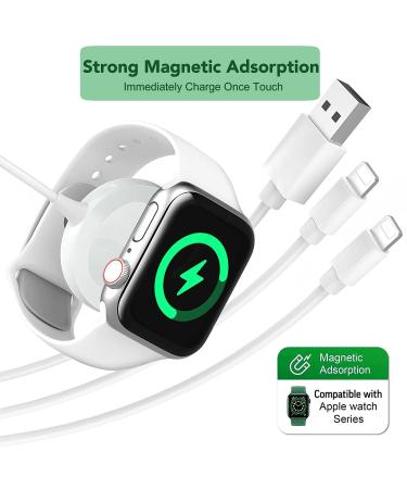 4FT 3 in 1 Fast Charging Cable for iPhone, iWatch, Airpods & iPad - Compatible with Apple Devices - Buy Online on GoSupps.com