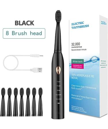 Buy Electric Toothbrush for Adults - 7 Replacement Brush Heads Soft Bristle 5 Modes 15 Days Battery - Portable Dental Care Cleaning in Black - Buy Online on GoSupps.com