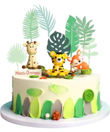 7Pcs Tropical Palm Leaves Cake Topper Greenery Cake Decorations Palm Leaves Personalised Birthday Cake Decoration Green Leaf Forest Cupcake for Hawaiian Themed Birthday Party Supplies - Buy Online on GoSupps.com