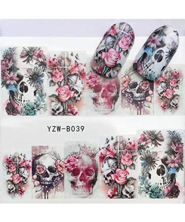 Ghost Skull Halloween Gothic Nail Art Decals - 24 Sheets Water Transfer Nail Stickers - Buy Online on GoSupps.com