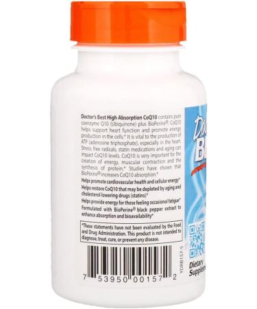 High Absorption CoQ10 400mg | 60 Vgc | Doctors Best | Boost Energy & Heart Health - Buy Now - Buy Online on GoSupps.com