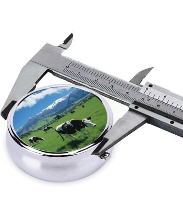 Grass and Cows Portable Metal Pill Box - Round Mini 3-Compartment Organizer for Travel | Ideal for Small Pills - Buy Online on GoSupps.com