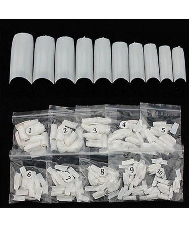 FATASH 500 Pieces White Coffin Fake Press on Nail Tips | Full Cover Acrylic French False Stick on Nails Kit | Professional Beauty Manicure Tool Set | Artificial Nail Extension For Women & Girls