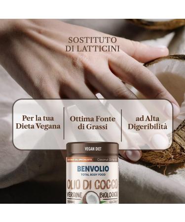 Organic Virgin Coconut Oil Food - BENVOLIO 1938 | 500ml - Raw Cold Pressed 100% Pure Natural Organic Coconut Oil for Hair Oil Massage Moisturizing - Buy Online on GoSupps.com