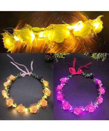 TQUXNGA Delicate Flower Crown Bride Wedding Crown Garland Headband Fashion Woman Luminous Taking Photo Garland Hairband White flower - Buy Online on GoSupps.com