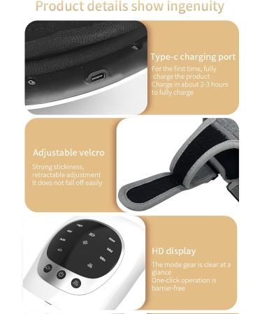 Knee Massager - Cordless Rechargeable with LED Screen 3 Vibration Modes & Heating Levels - Portable Relief for Knee Discomfort - Buy Online on GoSupps.com