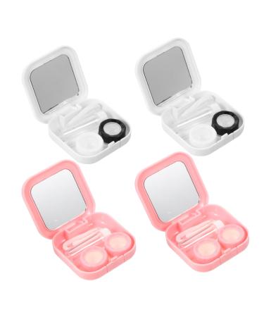 Solustre 4 pieces of contact lens container Cleaning case Local travel set case Storage container for lenses for lenses.
