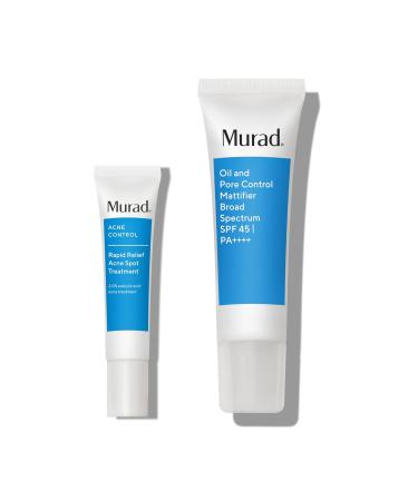 Murad Acne Solutions Value Set | 2-Piece Full Size Skincare Set | Oil Control Mattifier SPF 45 & Rapid Relief Spot Treatment | Shop Internationally - Buy Online on GoSupps.com