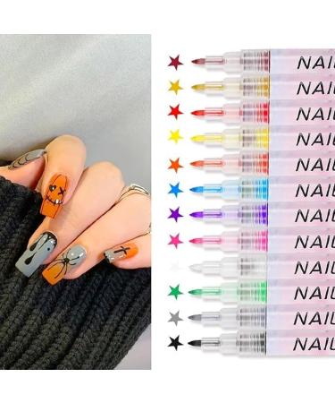 12 Color 3D Fluorescent Nail Art Pens Set Forhome Nail Point Graffiti Dotting Pen Drawing Painting Liner Brush for DIY Nail Art Beauty Adorn Manicure Tools - Buy Online on GoSupps.com