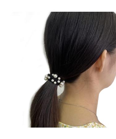 12 PCS Black Pearl Elastic Hair Bands Scrunchie Set for Women and Girls - Buy Online on GoSupps.com