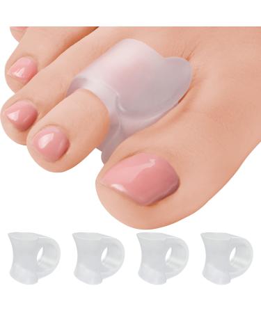 Toe Separators Hammer Toe Straightener - 4-Pack Big Toe Spacers Clear - Gel Spreader - Correct Crooked Toes - Bunion Corrector and Bunion Relief - Pads for Overlapping, Hallux Valgus, Yoga - Clear Big 4 Pack Clear