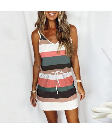 Shop Ronony Women's Summer Beach Dresses | Elegant Striped Mini & Sleeveless V-Neck Styles - Buy Online on GoSupps.com