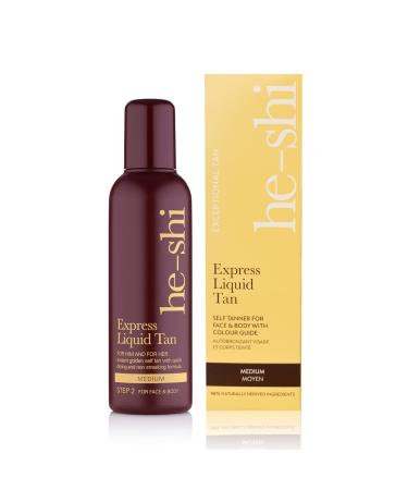 He-Shi Express Liquid Tan Instant Fake Tan Liquid No False Tan Smell Quick Dry & Streak Free Formula Natural Vegan Formula Containing Glycerine Body & Face Self Tan (300ml) 300 ml (Pack of 1)