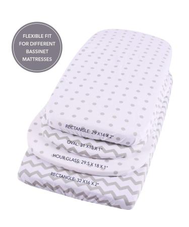 Ely's & Co. Waterproof Bassinet Sheet 2 Pack - Grey Chevron and Polka Dots - 32x16x3 - Unisex for Baby Boy and Girl - No Need for Mattress Pad Cover - Buy Online on GoSupps.com