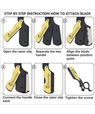 Professional Straight Razor for Men | Black Gold Finger Barber Shaving Razors with 10 Single Edge Blades | International Shipping - Buy Online on GoSupps.com