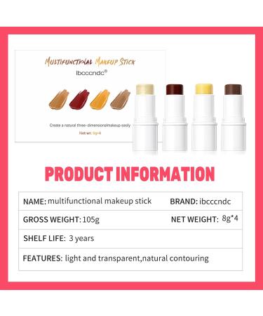Multi Stick Face Makeup 4 in 1 Multi Stick Face Makeup Kit - Stick for Cheeks & Lips Highlighter Stick for Glow Contours Stick for Shaping Lip Balm for Moisturizing Make Up ( Sz01830-5-02 ) No. 02 in a Set of Four - Buy Online on GoSupps.com