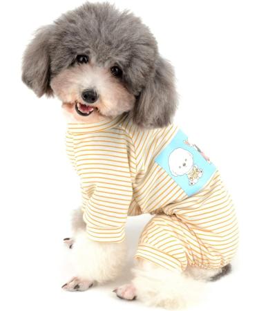 Ranphy Cotton Striped Dog Pajamas - Cute Cartoon Hoodie Jumpsuit for Small Dogs | XX Large (Back: 40cm Breast: 52cm) - Perfect Pet Overall Sleepwear - Buy Online on GoSupps.com