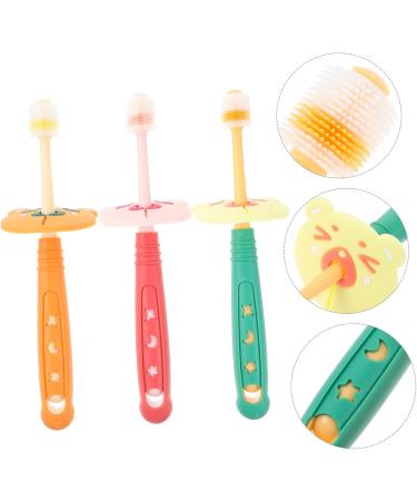 Minkissy Manual Toothbrush Set - 3 Silicone Baby Brushes for Oral Care | Cheetopia Toddler Tooth Cleaning Tool | Nano Material Rotatable Design for Effective Teeth Cleaning - Buy Online on GoSupps.com
