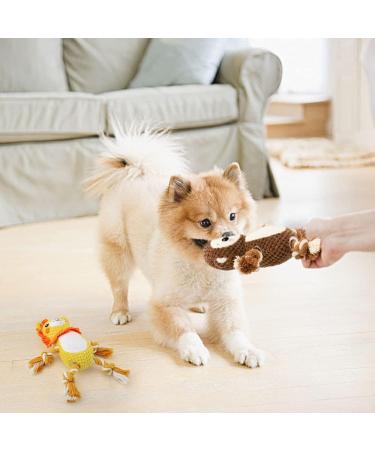 Interactive Plush Dog Toys - 4 Pack Awoof Squeaky Chewing Bones for Small & Medium Dogs | Durable Cotton Fabric - Buy Online on GoSupps.com