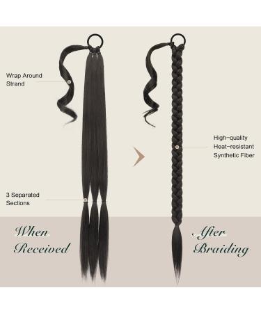 Feshfen 65 cm Braid Extensions Ponytail - Braided Hair Tie for Women in Black & Brown - Stylish Long Hair Extensions - Buy Online on GoSupps.com