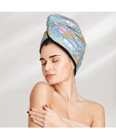 Hair Towel Wrap - Quick Drying Towel Turban with Button | Ice Cream Truck Design - Buy Online on GoSupps.com