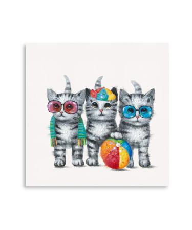 Yidepot Canvas Art Picture Cat Framed 30 x 30 cm 30x30CM Cats