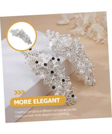 DOITOOL Rhinestone Hair Clip Crystal Headpiece Bridal Barrette Clip Girls Barrettes for Hair Silver Hair Clips Goody Hair Clips for Women Dipper Bride France Abs The Flowers - Buy Online on GoSupps.com