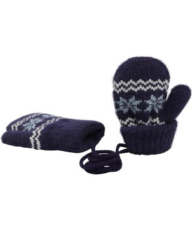 TINAYAUE Thicken Children's Fleece Knitted Gloves - Cute Snow Furry Mittens for 1-2 Year Olds - Winter Warm Gloves for Baby Boys & Girls - Navy Blue - Buy Online on GoSupps.com