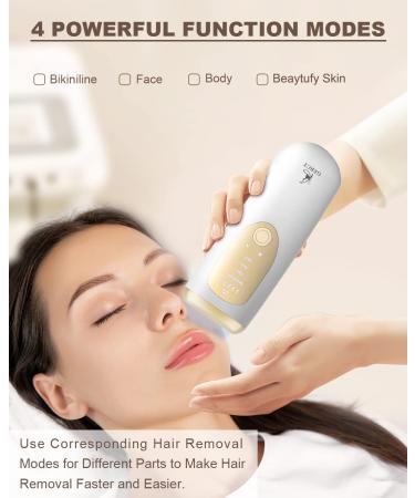 Gercy Laser Hair Removal for Women - 999,999 Flashes, Painless IPL Device for Face, Body, Bikini - 5 Energy Levels, 6 Flash Modes - White - Buy Online on GoSupps.com