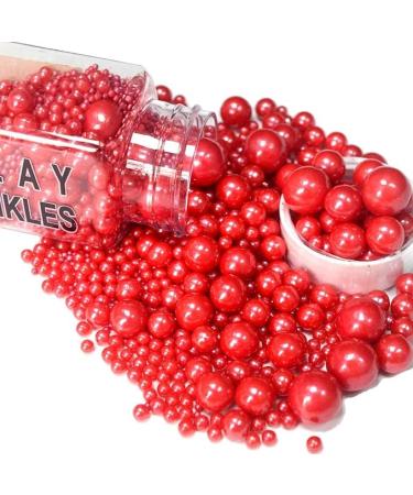 Red Pearls Edible Cake Decorations 120g for Birthdays Halloween Thanksgiving & Christmas Parties | Perfect for Cupcakes Desserts & Biscuits - Buy Online on GoSupps.com