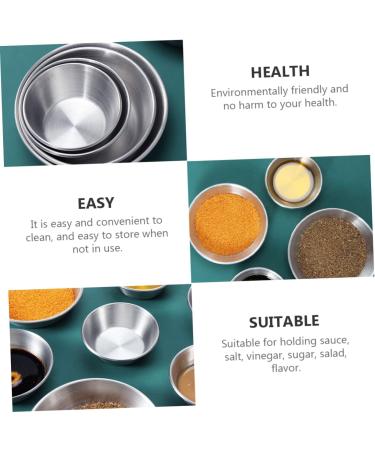 Ciieeo 8 Pcs Dish Stainless Steel Saucers Home Sauce Plates Practical Sauce Plates Small Serving Bowls Sauce Bowl Seasoning Dipping Bowls Household Saucer Korean Soy Sauce Dessert Plate 11.4X11.4X2.4CMx2pcs Silverx2pcs - Buy Online on GoSupps.com