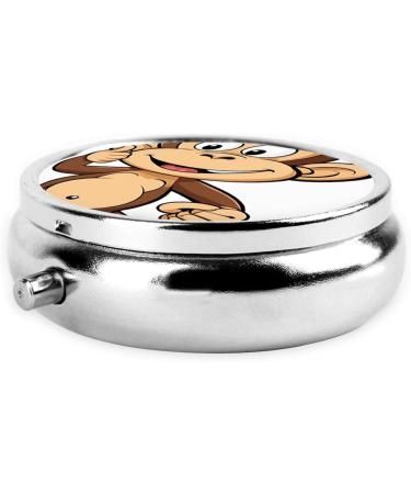 Monkey Printed Mini Round Pill Box - 3 Compartment Portable Pill Organizer for Travel Home & Office - Buy Online on GoSupps.com