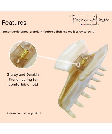 French Amie Chic Ivory Handmade Large 3 Jaw Hair Claw Clip - Durable & Styling Hair Accessory for Women - Made in France - Buy Online on GoSupps.com
