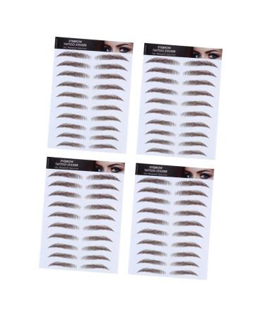 PLAFOPE 6D Hair- Eyebrows Stickers 4pcs Eyebrow Stickers 6d Hair-like Eyebrow Transfer Stickers Eyebrow Trimming 4 Stickers