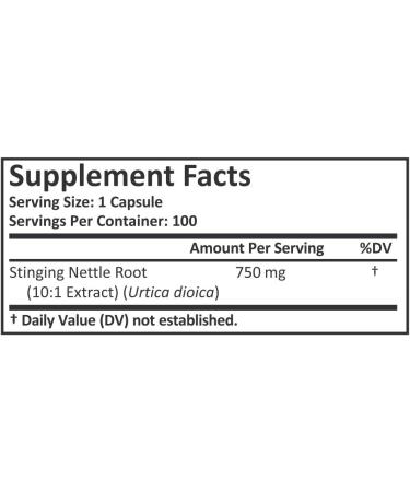 Stinging Nettle Root 10:1 Extract 750mg - Promotes Prostate & Urinary Tract Health - 100 Vegetarian Capsules - Buy Online on GoSupps.com