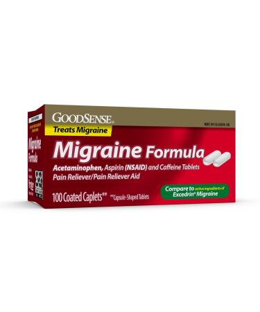 GoodSense Migraine Relief Acetaminophen Aspirin (NSAID) and Caffeine Tablets 100 Count