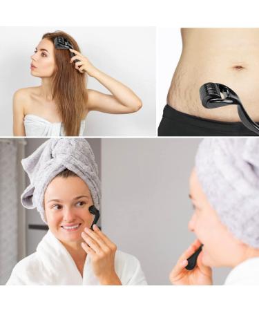 Zemolo Dermaroller 1.0mm - Microneedling Roller for Hair Face & Body Care | 540 Needles for Stretch Marks Large Pores - Black - Buy Online on GoSupps.com