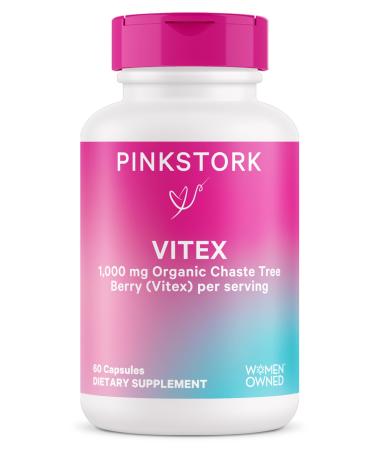 Pink Stork Vitex Supplement for Women - 1000 mg Organic Chaste Tree Berry to Support Hormone Balance for Women - Fertility Supplements for Ovulation and Conception - 60 Capsules