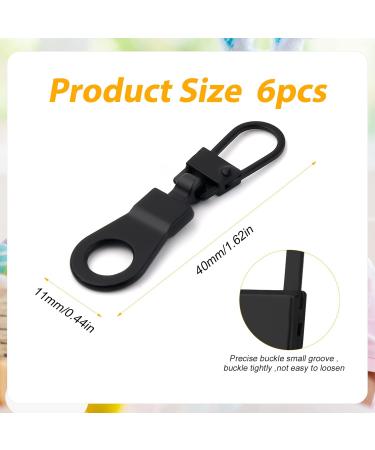 6-Pack Removable Metal Zipper Pull Tabs for Clothing Jackets Pants & More - Black Zipper Replacement for Bags & Backpacks - Buy Online on GoSupps.com