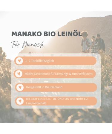 Buy Manako Organic Cold-Pressed Linseed Oil 750ml - 100% Pure & Natural - International Shipping - Buy Online on GoSupps.com