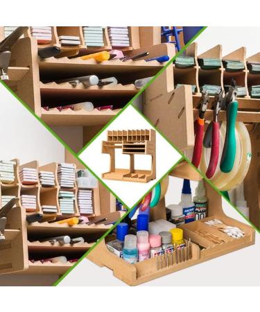 Bucasso Wooden Model Kit Organizer Rack | Tool Storage Box for Model Making | Wooden Paint Rack with Screwdriver/Brush Holder | MDF Material | Ideal for Tamiya Paints & Model Tools - Buy Online on GoSupps.com