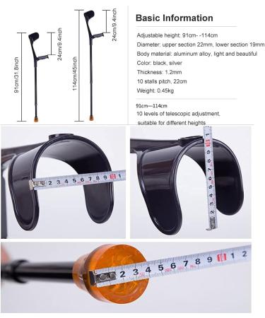 Folding Forearm Crutches Lightweight Crutches for Adults Ergonomic Comfortable Wrist Handle Heavy Duty for Standard and Tall Adults Silver/Black decorate Lucky Star Selfless dedication - Buy Online on GoSupps.com
