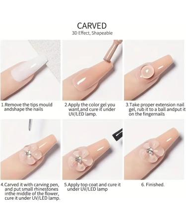  G n rique 3D Nail Gel - 4 Color Gel Manicure Kit | 3D Nail Extension Wetting Glue for Rhinestones Dabbing French Tips Toe Toe Charm Flower Manicure Pedicure and More - Buy Online on GoSupps.com