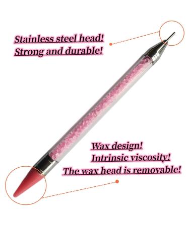 Dual-Ended Nail Rhinestone Picker Wax Tip Pencil - Manicure Tool for Gems & Crystals (Pink - Buy Online on GoSupps.com