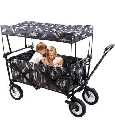 Foldable Utility Wagon Collapsible Sports Outdoor Cart with Removable Canopy Tilting Handle for Camping Beach Sporting Events Concerts Shopping - Buy Online on GoSupps.com