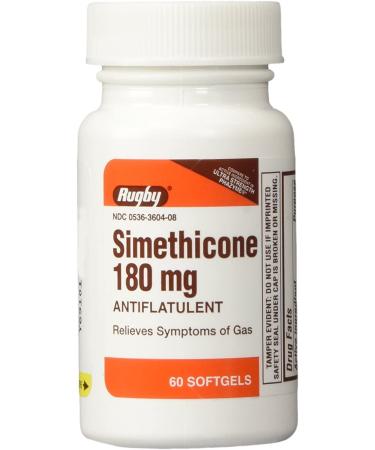 Simethicone 180mg Softgels Anti-Gas Generic for Phazyme Ultra Strength 60 Gelcaps per Bottle Pack of 2 Total 120 Gelcaps by RUGBY LABORATORIES