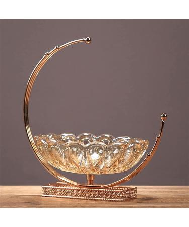 Fruit Basket Fruit Bowl Crystal Glass Fruit Bowl Modern Creative Handmade Fruit Basket Transparent Metal Base Kitchen Organizers and Storage - Buy Online on GoSupps.com